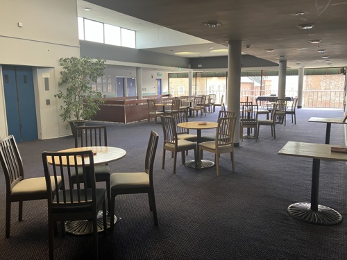 image shows the seating area in the bar